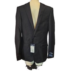 Men's Zanetti Lanificio di Biella Black Wool Porto Suit Coat Size 38R